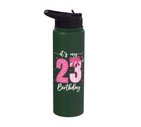 Lazo divertido para fiesta de cumpleaños de 23 años con texto en inglés "It's My 23rd Birthday" Stainless Steel Insulated Water Bottle