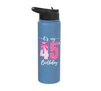 Lazo divertido para fiesta de cumpleaños de 45 años con texto en inglés "It's My 45th Birthday" Stainless Steel Insulated Water Bottle