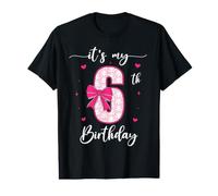 Lazo Divertido para Fiesta de cumpleaños de 6 años con Texto en inglés It's My 6th Birthday Camiseta gráfica económica