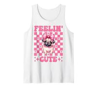 Lazo en Forma de Coqueta Rosa Feelin' Cute Pug Dog Girl Pug Mom Camiseta sin Mangas