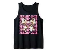 Lazo en Forma de Coqueta Rosa Feelin' Cute Pug Dog Girl Pug Mom Camiseta sin Mangas