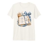 Lazo Floral Cristiano con versículos bíblicos, fe y café, estética Camiseta Premium