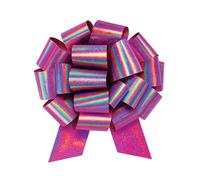 Lazo holográfico extragrande de 30,5 cm con purpurina rosa - Haz una declaración con un lazo grande para regalo - Lazo de regalo grande perfecto para bicicletas, electrodomésticos, duchas,