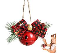 Lazo Navideño con Campanas,Adornos Lazo Navideño con Campanas - Decoración de cascabeles navideños - Lazo de Navidad con campana, colgante de lazos a cuadros para manualidades de árbol de Navidad, dec