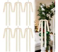 Lazo para Arvore de Natal, 6 Lazos para Arbol de Navidad Terciopelo, 60×40cm Lazos Navideños Grandes, Decoración para Arbol de Navidad, Decoraciones Navideñas para Porches, Escaleras (Beige)