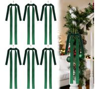 Lazo para Arvore de Natal, 6 Lazos para Arbol de Navidad Terciopelo, 60×40cm Lazos Navideños Grandes, Decoración para Arbol de Navidad, Decoraciones Navideñas para Porches, Escaleras (Verde)