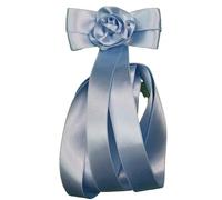 Lazo para bautizo, maravilloso hecho a mano rose-bow roseta de Grace de Suecia azul azul claro