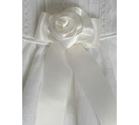 Lazo para bautizo, maravilloso hecho a mano rose-bow roseta de Grace de Suecia blanco blanco