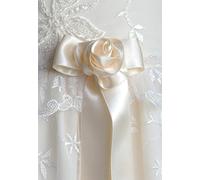 Lazo para bautizo, maravilloso hecho a mano rose-bow roseta de Grace de Suecia blanco off white