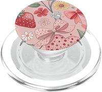Lazo para coqueta de verano con estampado floral, rosa rubor, fresa, divertido jardín PopSockets PopGrip para MagSafe