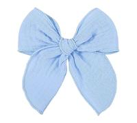 Lazo para el pelo de fábula azul cielo de 5.5 pulgadas: pinza para el pelo hecha a mano de lino y algodón para niñas, 1 unidad