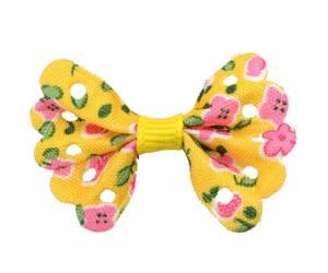 Lazo para el pelo de perros amarillo con estampado floral de GogiPet