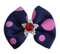 Lazo para el pelo de perros azul con lunares rosas y estrella brillante de GogiPet