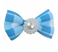 Lazo para el pelo de perros con cuadros celestes mod. Macarena de GogiPet