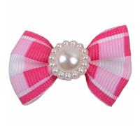 Lazo para el pelo de perros con cuadros fucsias mod. Macarena de GogiPet