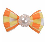 Lazo para el pelo de perros con cuadros naranjas mod. Macarena de GogiPet