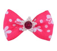 Lazo para el pelo de perros fucsia con mariposas y estrella brillante de GogiPet