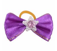 Lazo para el pelo de perros lila con costura dorada y estrella brillante de GogiPet