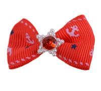 Lazo para el pelo de perros rojo con anclas y estrella brillante de GogiPet®