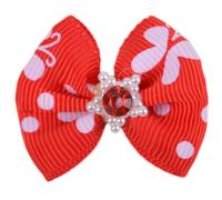 Lazo para el pelo de perros rojo con mariposas y estrella brillante de GogiPet