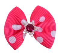 Lazo para el pelo de perros rosa con lunares blancos y estrella brillante de GogiPet