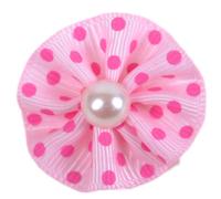 Lazo para el pelo de perros rosa con lunares fucsias y perla de GogiPet