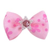 Lazo para el pelo de perros rosa con mariposas y estrella brillante de GogiPet