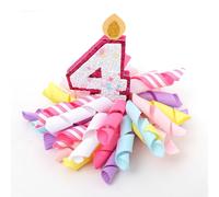 Lazo para el pelo Korker de 4º cumpleaños, accesorios para el cabello con número de vela de 4º cumpleaños, pinzas para el pelo de niña de cuarto cumpleaños, lazo para el pelo de 4º cumpleaños