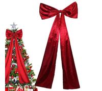 Lazo para La Parte Superior del Árbol De Navidad, Adornos con Lazos De Terciopelo, Decoración Navideña, Lazo Rojo Grande
