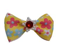 Lazo para perro GogiPet Pet - amarillo con estrella de purpurina y flores