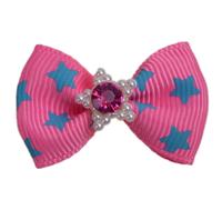 Lazo para perro GogiPet Pet - Rosa con estrellas y estrella de purpurina