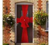 Lazo para puerta de Navidad, decoración roja grande con detalle de diamante, Navidad, baby shower, boda, celebración, temporada festiva, decoración de casa