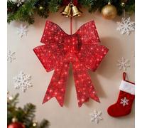 Lazo rojo de Navidad, corona de Navidad, lazo gigante, corona de puerta, cinta grande de Navidad para puerta delantera, decoración de Navidad, para vacaciones, fiesta de invierno, granja, chimenea