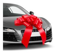 Lazo Rojo Regalo Coche Gigante Incluye 2 Cintas Adhesivas Doble Cara y 2 Ventosas, 58 cm Lazo Autoadhesivo Reutilizable para Navidad, Fiesta, Nuevo Hogar, Decoracion Boda, Cumpleaños（Sin Texto