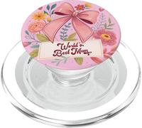 Lazo rosa con estampado floral Ever In the World para la mejor mamá del mundo PopSockets PopGrip para MagSafe