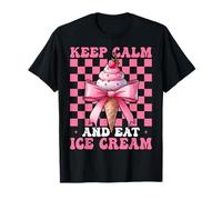 Lazo Rosa con Forma de Cono de Helado Keep Calm and Eat, para niña y mamá Camiseta