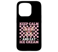 Lazo Rosa con Forma de Cono de Helado Keep Calm and Eat, para niña y mamá Carcasa para iPhone 15 Pro