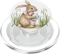 Lazo Rosa Femenino | Lindo Arte de Flores de Conejo | Lindo Conejo de Pascua PopSockets PopGrip para MagSafe