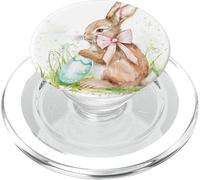 Lazo Rosa Femenino | Lindo Arte de Flores de Conejo | Lindo Conejo de Pascua PopSockets PopGrip para MagSafe