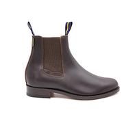 LAZO Y DUQUE - Botas Camperas de Media Caña Valverde del Camino, Fabricadas en Piel con Suela de Cuero, sin Cordones con Elásticos, para Hombre, Color Castaño, Talla 46