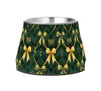 Lazos amarillos vintage con formas verdes para mascotas, cuencos antideslizantes de acero inoxidable para mascotas, cuencos básicos para amar el alivio del bigote de las mascotas
