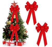 Lazos Arbol Navidad, 2 Piezas Lazo Rojo Navidad, 50×28cm Lazos Terciopelo Arbol Navidad, Lazo Grande para Arbol de Navidads para Coronas Navideñas, Árboles de Navideñas, Puertas (2 Piezas)