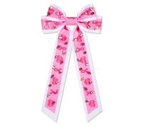 Lazos de animación para concienciación sobre el cáncer de mama para mujeres, lazos grandes de color rosa, lazos para el pelo, lazos de animadora con joyas, accesorios de concienciación sobre el cáncer