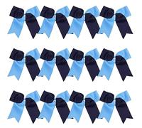 Lazos de animadora jumbo de 8 pulgadas, 2 colores, para cola de caballo, lazos de animadora, lazo para el pelo para la universidad (azul marino/azul Columbia)