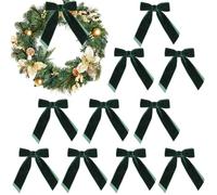 Lazos de cinta de terciopelo - 10 piezas de navideños ajustables gruesos reutilizables | Elegantes decoraciones navideñas para interiores, árbol genealógico, , coronas, regalos, paredes