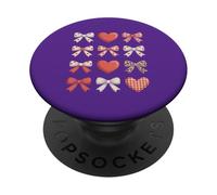Lazos de Coqueta Rosa y Corazones Rojos patrón de Leopardo a Cuadros PopSockets PopGrip Adhesivo