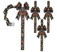 Lazos de Halloween en 4 piezas reutilizables LED decoración con luz cálida | Lazos de armario para decoración de Halloween, para salón, dormitorio, entrada, chimenea, casa de campo, fiesta, día festivo