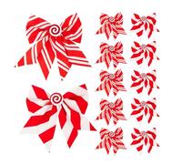 Lazos de Navidad, 12 piezas de adornos navideños rojos y blancos | Adornos para árbol de Navidad, decoración festiva para interiores, guirnalda, boda, fiesta, escalera, chimenea, hogar