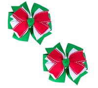 Lazos de Navidad para el pelo para niñas, rojo, verde, blanco, 3 capas, lazos de grogrén hechos a mano, clip de cocodrilo de metal, accesorio para el pelo de Papá Noel, relleno de calcetines de