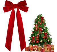 Lazos de terciopelo para árbol de Navidad, decoración de Navidad de doble capa, lazos rojos para el pelo, decoración de fiesta, para hijas, niñas, bodas, vacaciones, citas, puerta, ventana, escalera